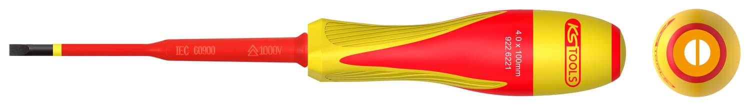Tournevis fente bi-matière isolé 1000V - 4.0 x 100mm pour borniers électriques