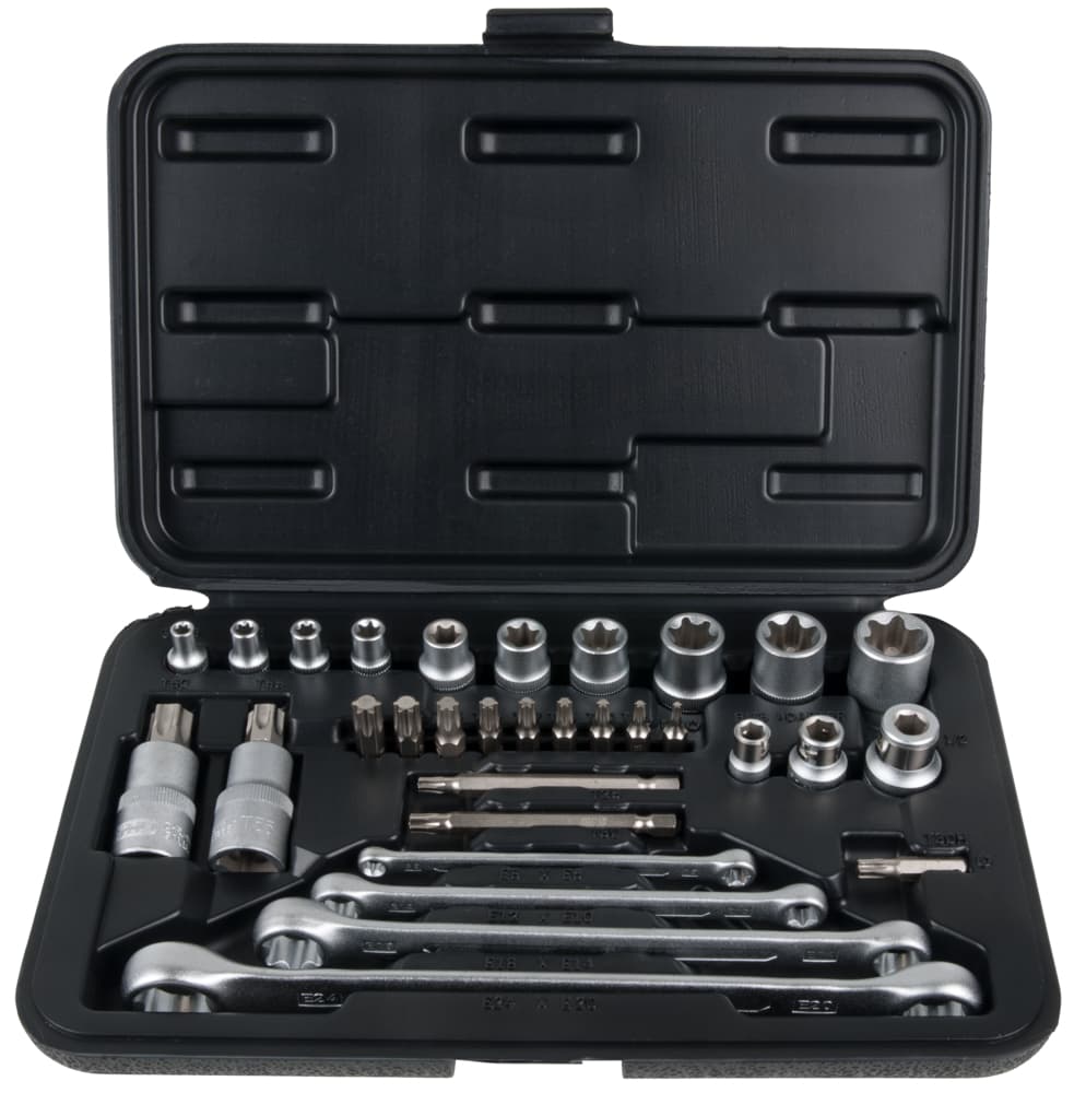 "Coffret de douilles et douilles tournevis TORX®. 1-4'' - 5-16"" - 3-8' '- 1-2''