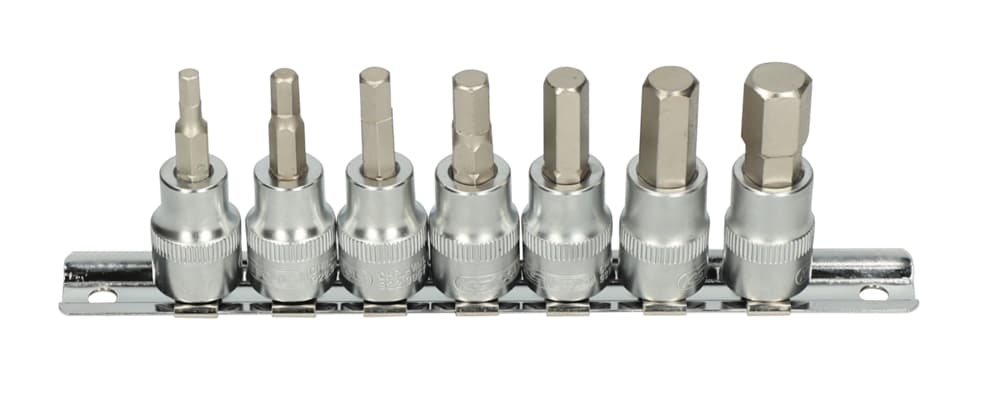 Rail de 7 douilles tournevis ULTIMATE® 6 pans 3-8''