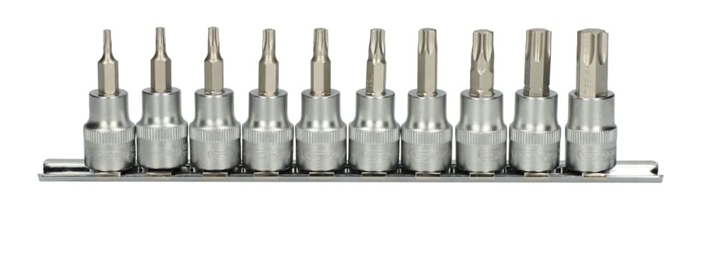 Rail de 10 douilles tournevis ULTIMATE® TORX® 3-8''. T10 à T55