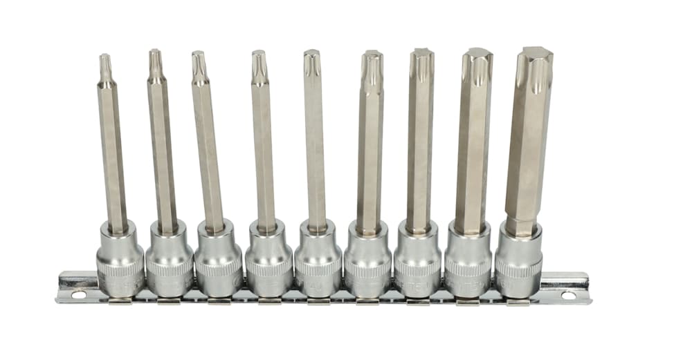 Rail de 9 douilles tournevis TORX® 3-8''. T20 à T60