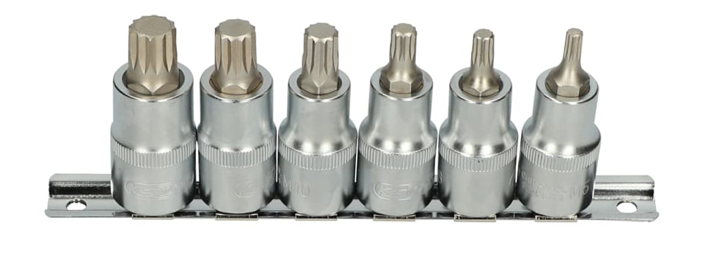 Rail de 6 douilles tournevis XZN®. L.55 mm - 1-2'' - M5 à M14