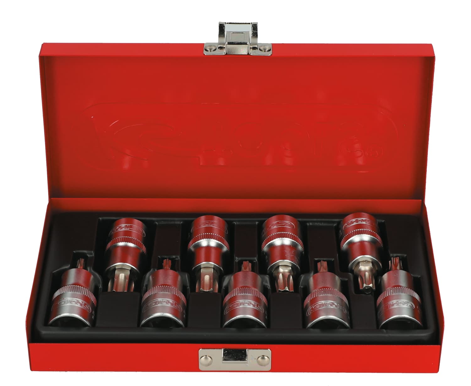 Coffret de 9 douilles tournevis TORX® percé 1-2''. T20 à T60