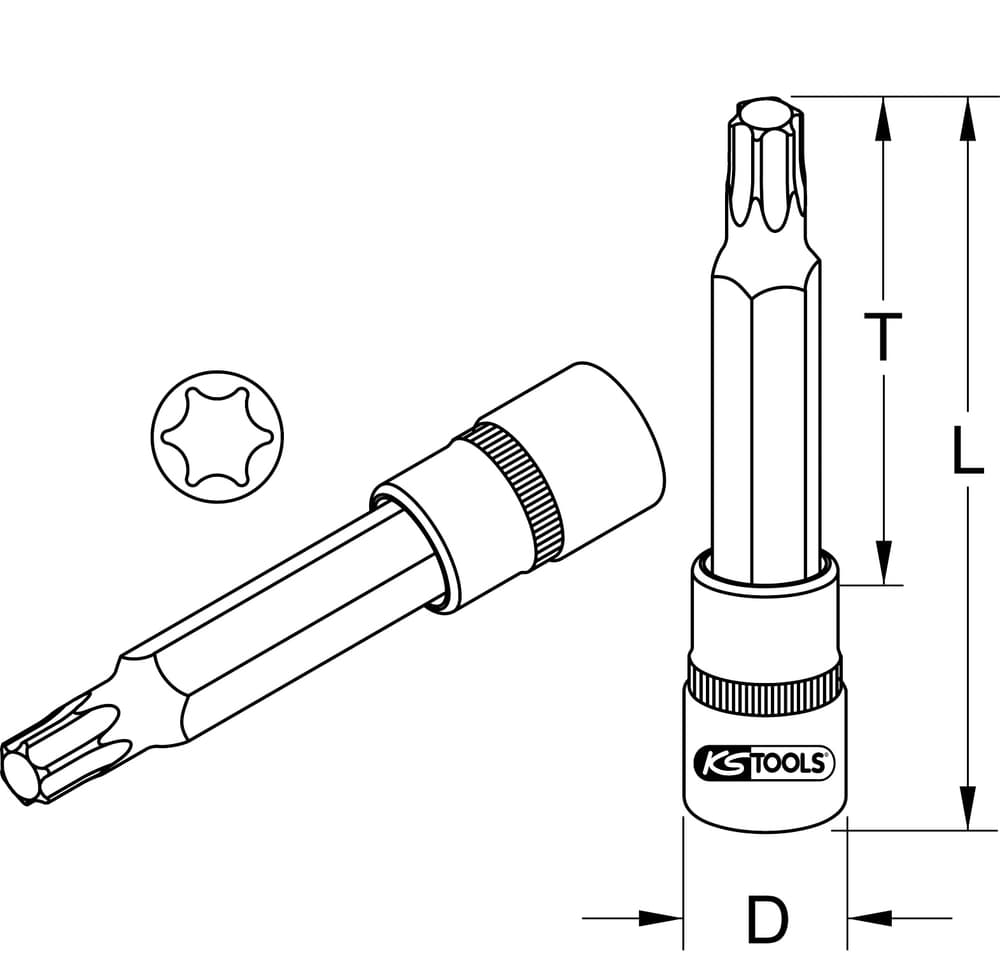 Douille tournevis ULTIMATE TORX® 1-2''. L.110 mm - T60
