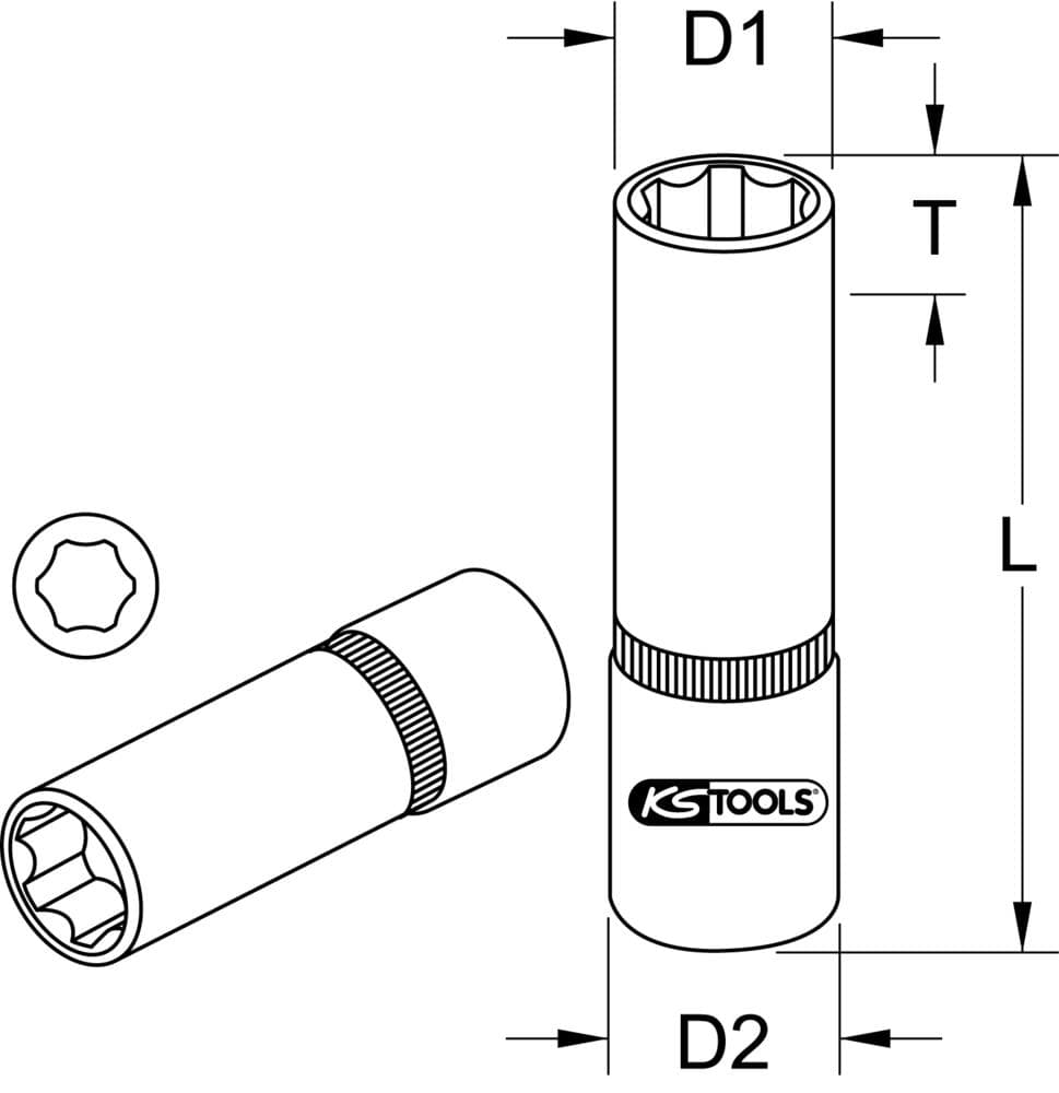 Douille longue 6 pans ULTIMATE® 1-4''. 1-2''