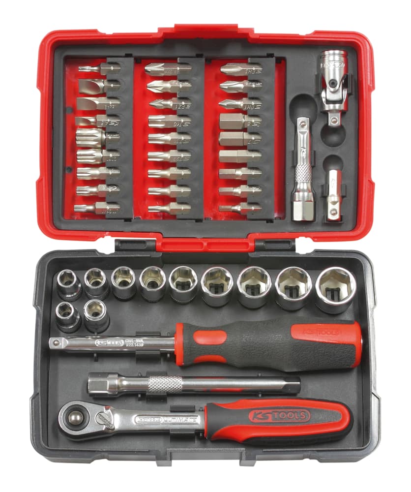 Coffret de douilles et accessoires ULTIMATE® en pouces 1-4''. 44 pièces