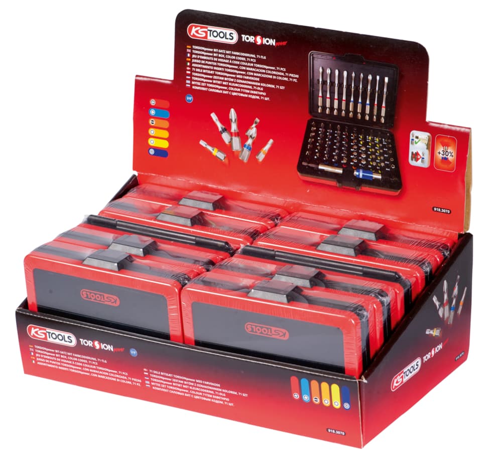 Présentoir de 10 jeux d'embouts de vissage à code couleur TORSIONpower® 1-4''