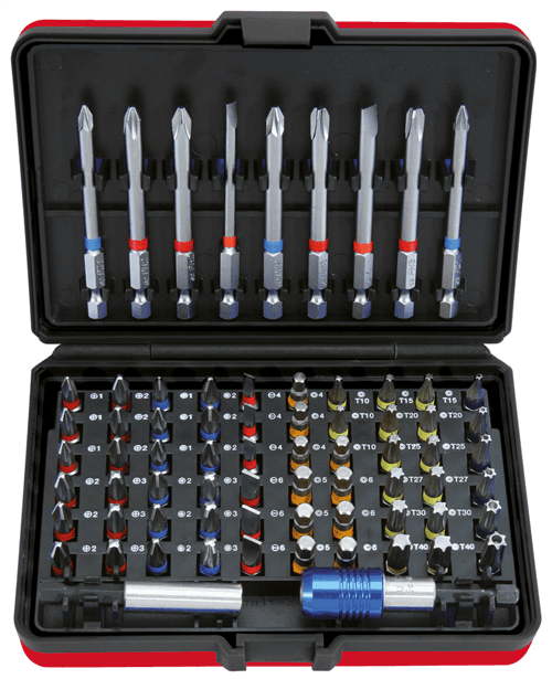 Jeu d'embouts de vissage à code couleur TORSIONpower® 1-4''. 71 pcs