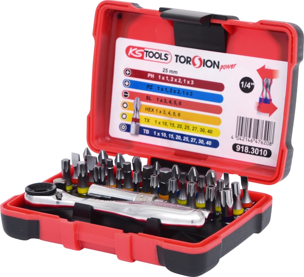 Coffret de 30 embouts de vissage 1-4'' à code couleur TORSIONpower®