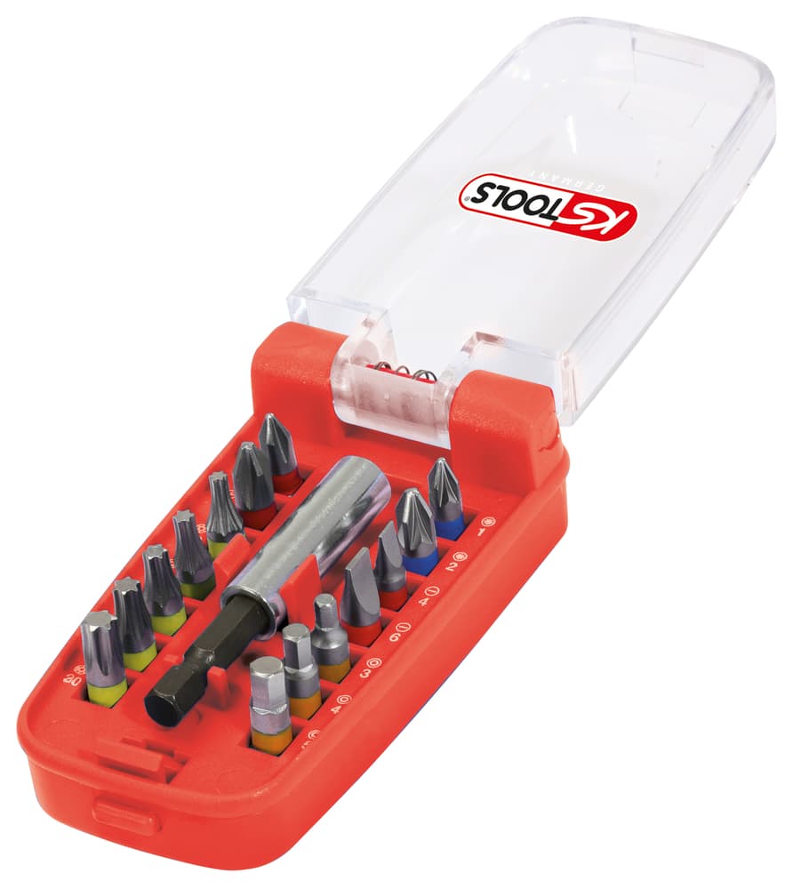 Jeu d'embouts de vissage à code couleur TORSIONpower® 1-4''. 15 pcs