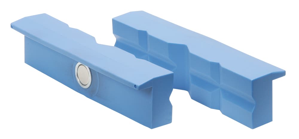 Paire de mors aimantés rainurés en V . plastique ABS. L. 120 mm