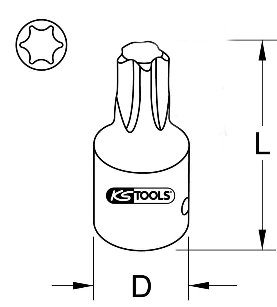 Douille à chocs courte TORX® 1/2'', T55