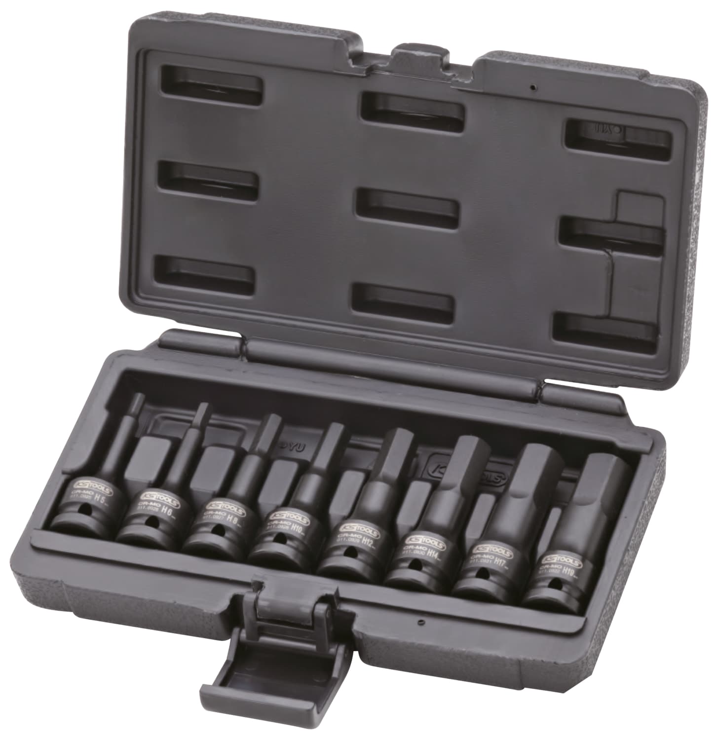 Jeu de douilles tournevis à chocs 6 pans 1-2''. L.75 mm - 8 pcs