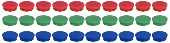 Jeu d'aimants rouges diam 25mm. 10pcs