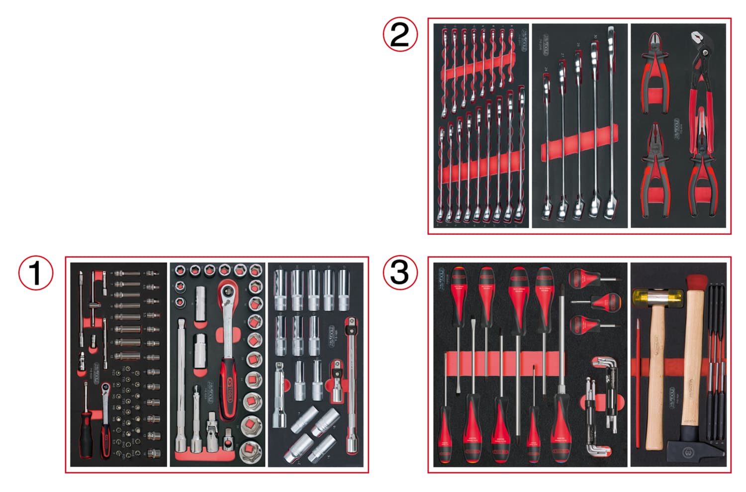 Composition d'outils 3 tiroirs pour servante. 158 pièces
