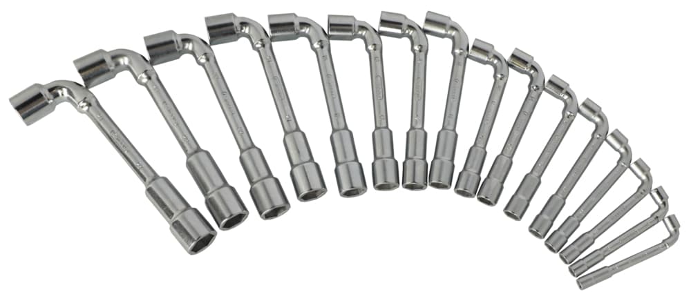 Jeu de 16 clés à pipe débouchées métriques - 6 pans - en boîte