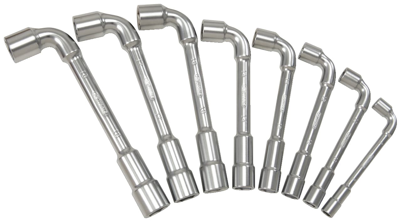 Jeu de 8 clés à pipe débouchées métriques - 6 pans - en boîte