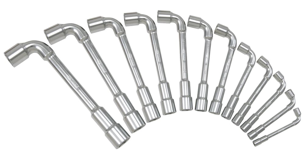 Jeu de 12 clés à pipe débouchées métriques - 6 pans - en boîte