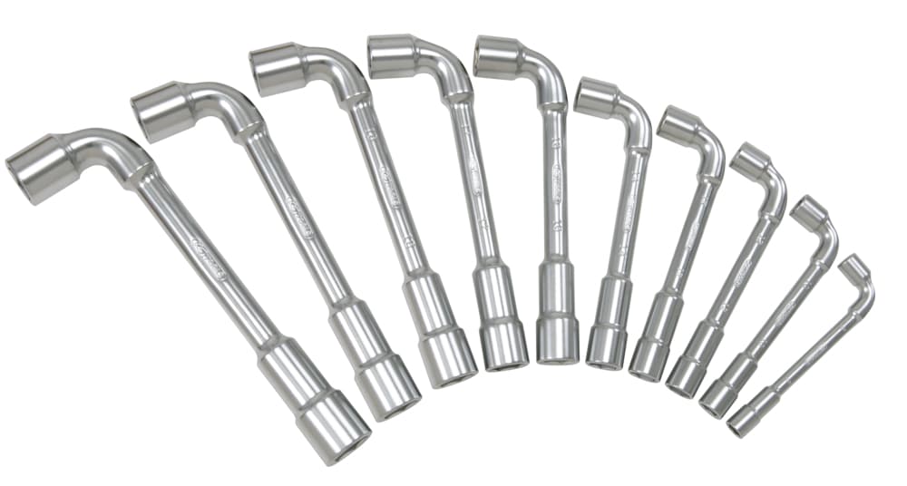 Jeu de 10 clés à pipe débouchées métriques - 6 pans - en boîte