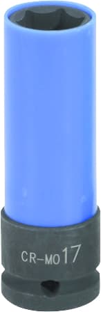 Douille à chocs longue 6 pans pour jantes aluminium - bleu foncé - 17 mm