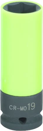 Douille à chocs longue 6 pans pour jantes aluminium - vert - 19 mm