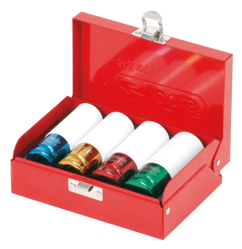 Jeu de 4 douilles à chocs pour jantes aluminium. 17. 19. 21. 22 mm