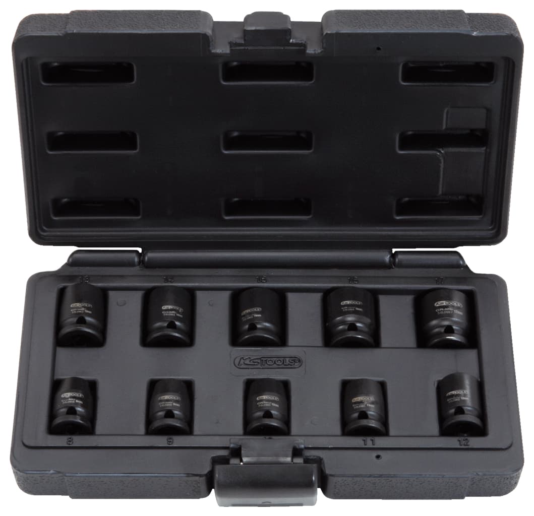 Jeu de douilles à chocs 12 pans courtes. 10 pièces