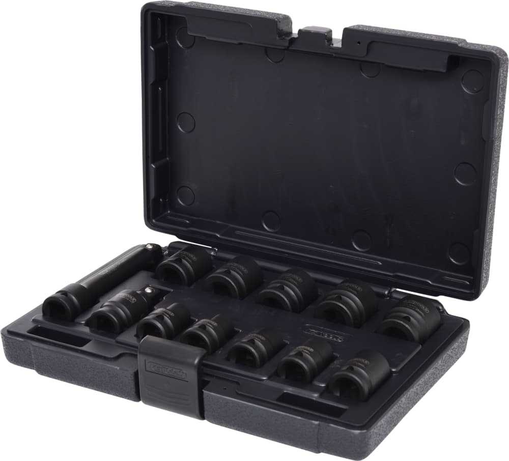Coffret de douilles à chocs 6 pans 1-2'' - 10 douilles. cardan. rallonge- 12pcs