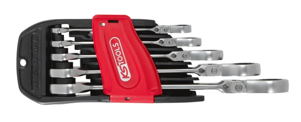 Jeu de 5 clés mixtes à cliquet à tête inclinable à verrouillage GEARplus®
