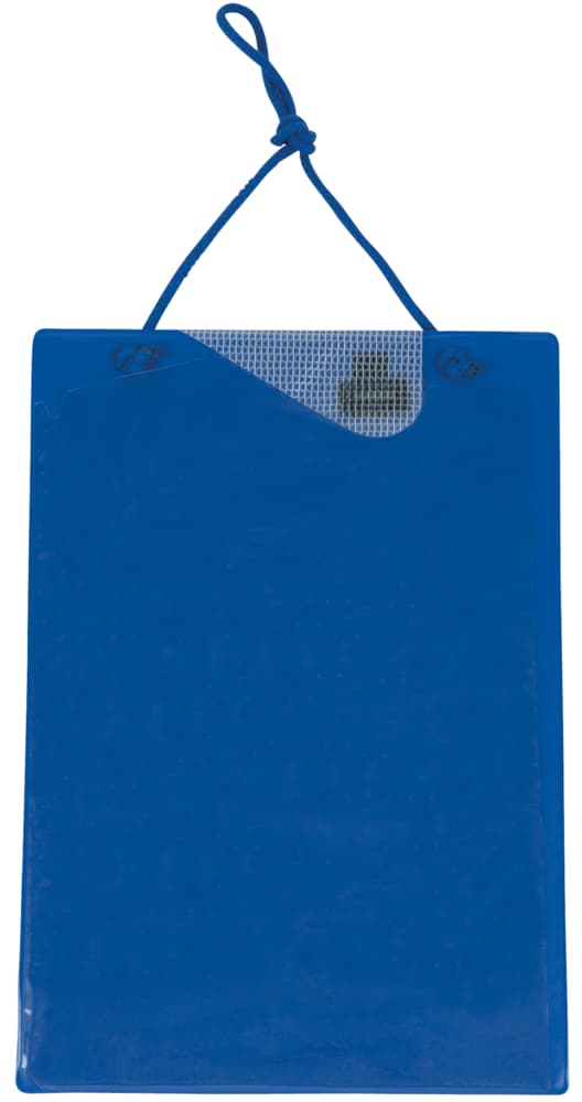 Tablette de fiche de travaux A4 avec sacoche pour clés - Bleue