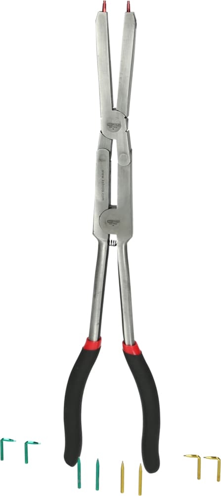 Pince à circlips extérieurs à double articulation et pointes changeables L.345mm