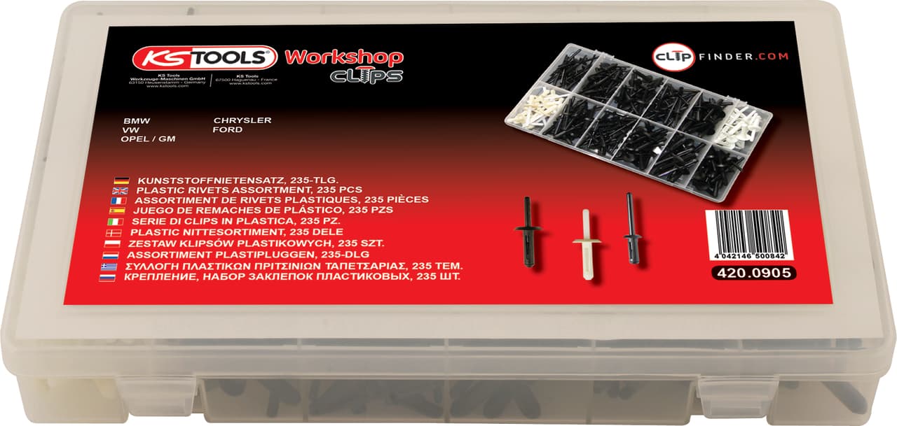 Assortiment de rivets plastiques. 235 pcs