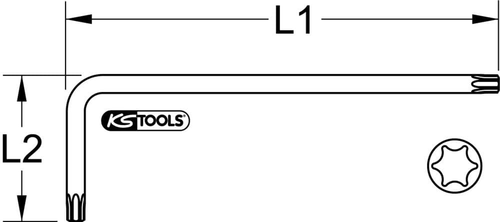 Clé mâle TORX® à tête sphérique longue, T10