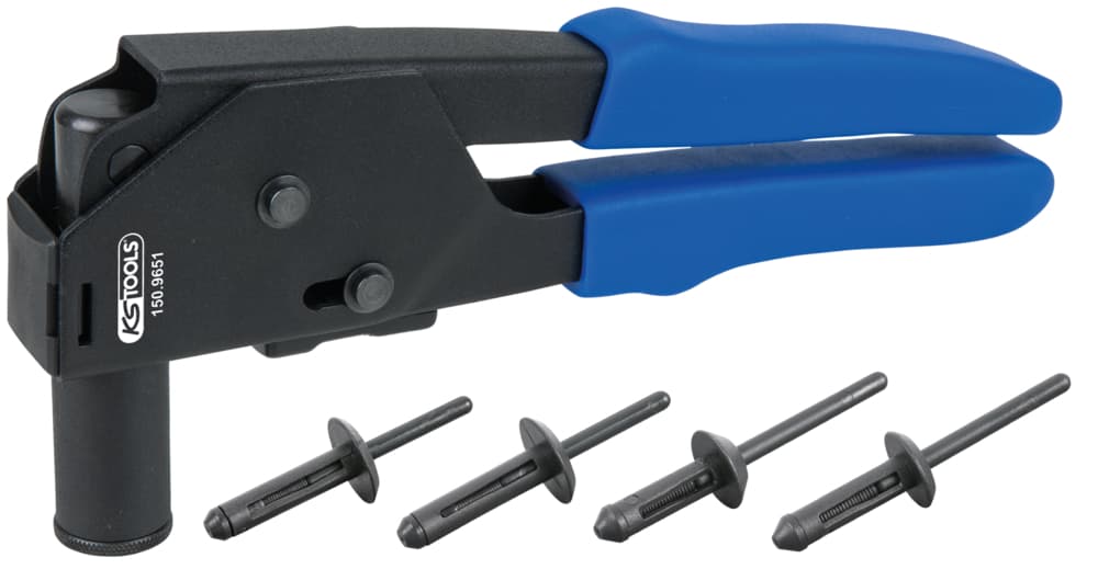 Pince à riveter avec rivets plastique