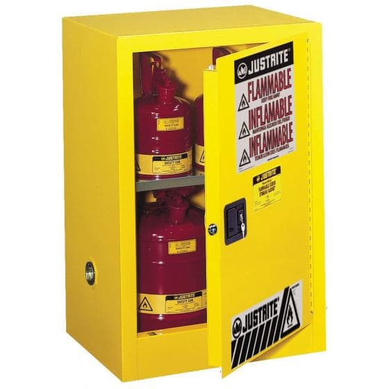 Armoire de sécurité jaune pour produits inflammables,