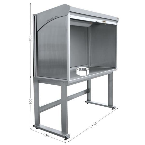 QUALIPOST 4500A l 1500 x P 750 x H 2035 mm châssis avec plateau en INOX poli sat