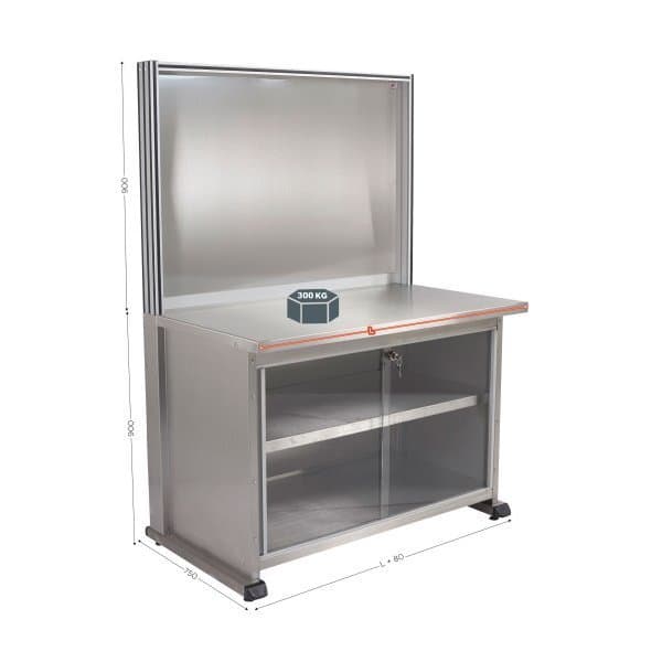 QUALIPOST 3500D INOX l 1200 x P 750 x H 1800 mm avec rangement inférieur et fond