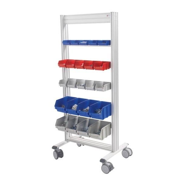 LEANPOST 600C porte bacs à bec l 757 x P 560 x H 1600 mm de 5 niveaux sur roulet