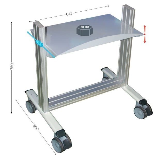 LEANPOST 100 porte bacs l 740 x P 560 x H 750 mm de 1 niveaux sur roulettes