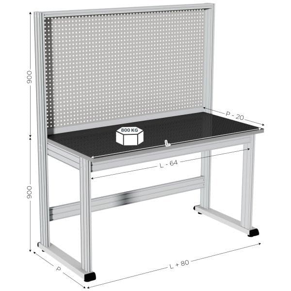 MAINTPOST 6000B l 1500 x P 750 x H 1800 mm avec plateau en revêtement caoutchouc
