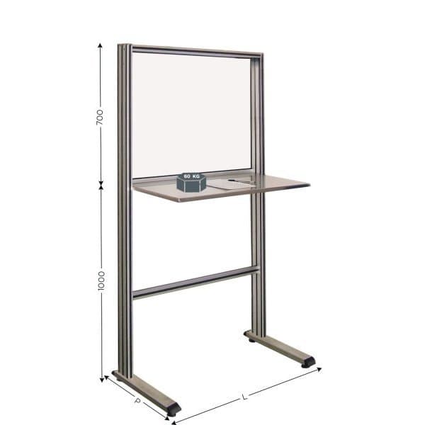QUALIPOST 650B INOX l 964 x P 500 x H 1700 mm avec plateau et pieds en INOX