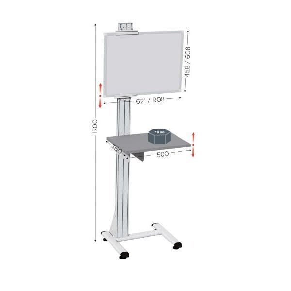 QUALIPOST 500A avec tableau de l 621 x H 458 mm réglable en hauteur