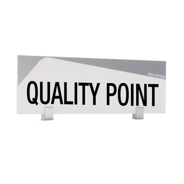 "Bandeau design ""QUALITY POINT"" l 600 x H 170 mm avec etrier de fixation (Angl