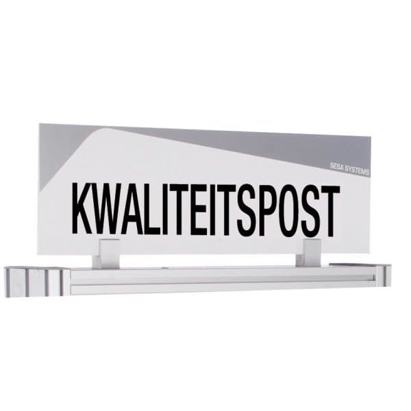 "Bandeau design ""KWALITEITSPOST"" l 600 x H 170 mm avec etrier de fixation (Née