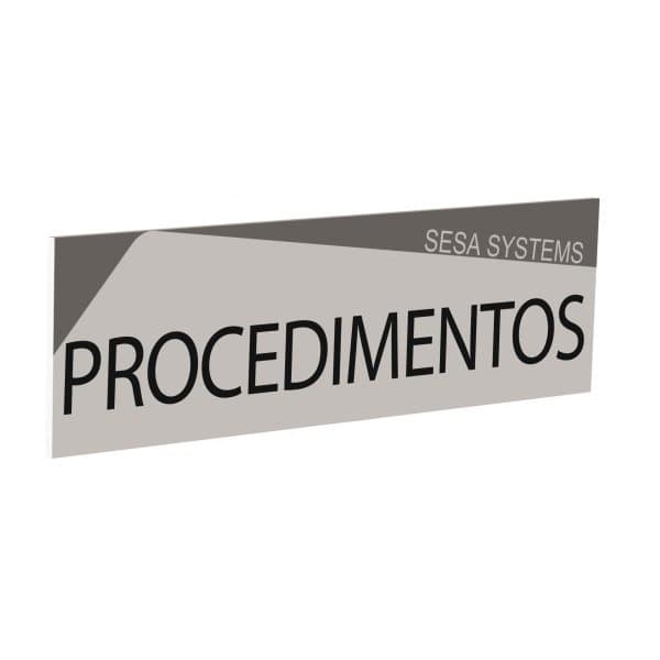"Bandeau design ""PROCEDIMENTOS"" l 600 x H 170 mm avec etrier de fixation (Port