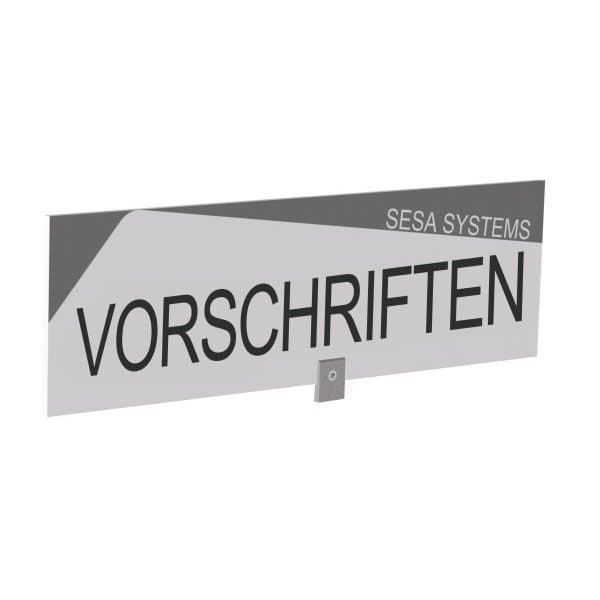 "Bandeau design ""VORSCHRIFTEN"" l 600 x H 170 mm avec etrier de fixation (Allem