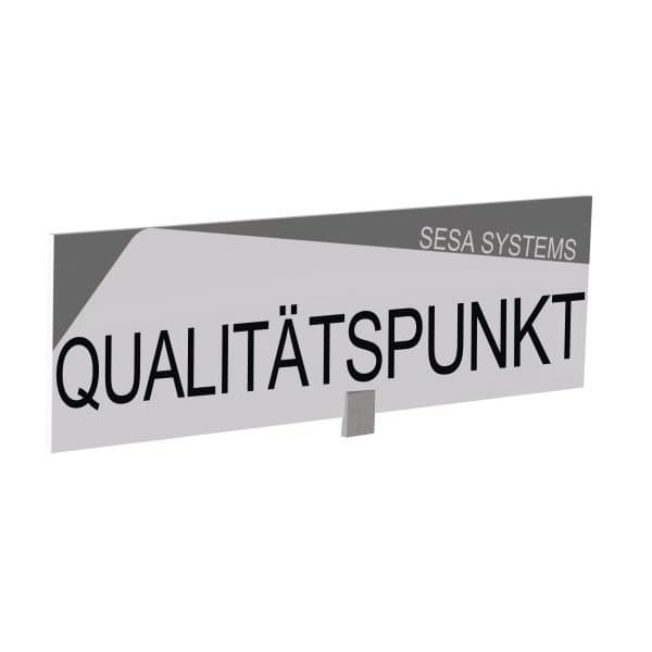 "Bandeau design ""QUALITÄTSPUNKT"" l 600 x H 170 mm avec etrier de fixation (All