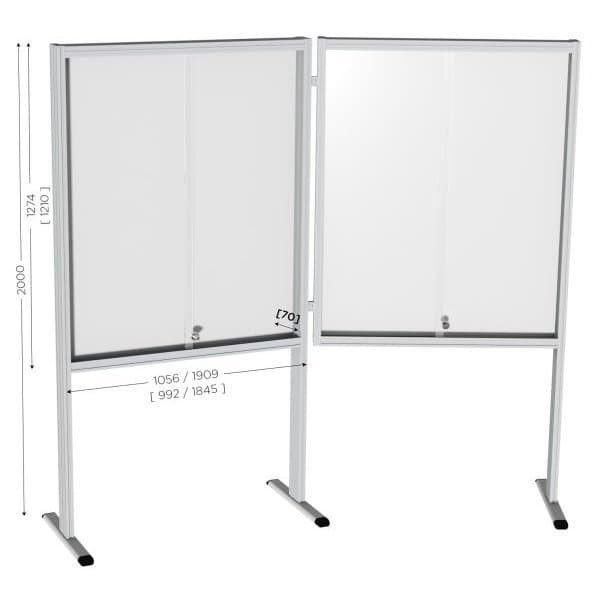 MOD'INFO VITRINE central l 1056 x H 2000 mm email 800° avec portes en pmma