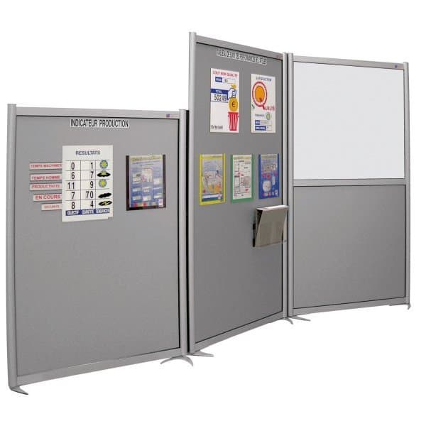 MULTISPACE l 1083 x H 1500 mm verre (H utile 932 mm) et tôle couleur aluminium (