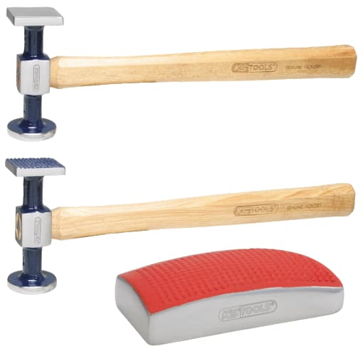 Jeu de marteaux de carrossier et tas, 3 pièces